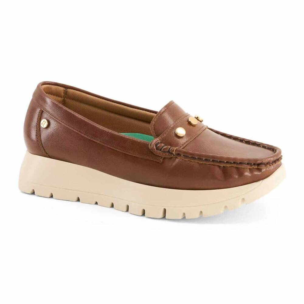 NEW ANDREA women's platform loafer in brown